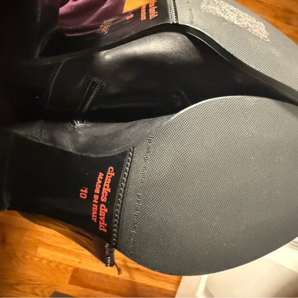 Vintage Charles David Military Black Lace-Up Knee-High Boots - Picture 6 of 6